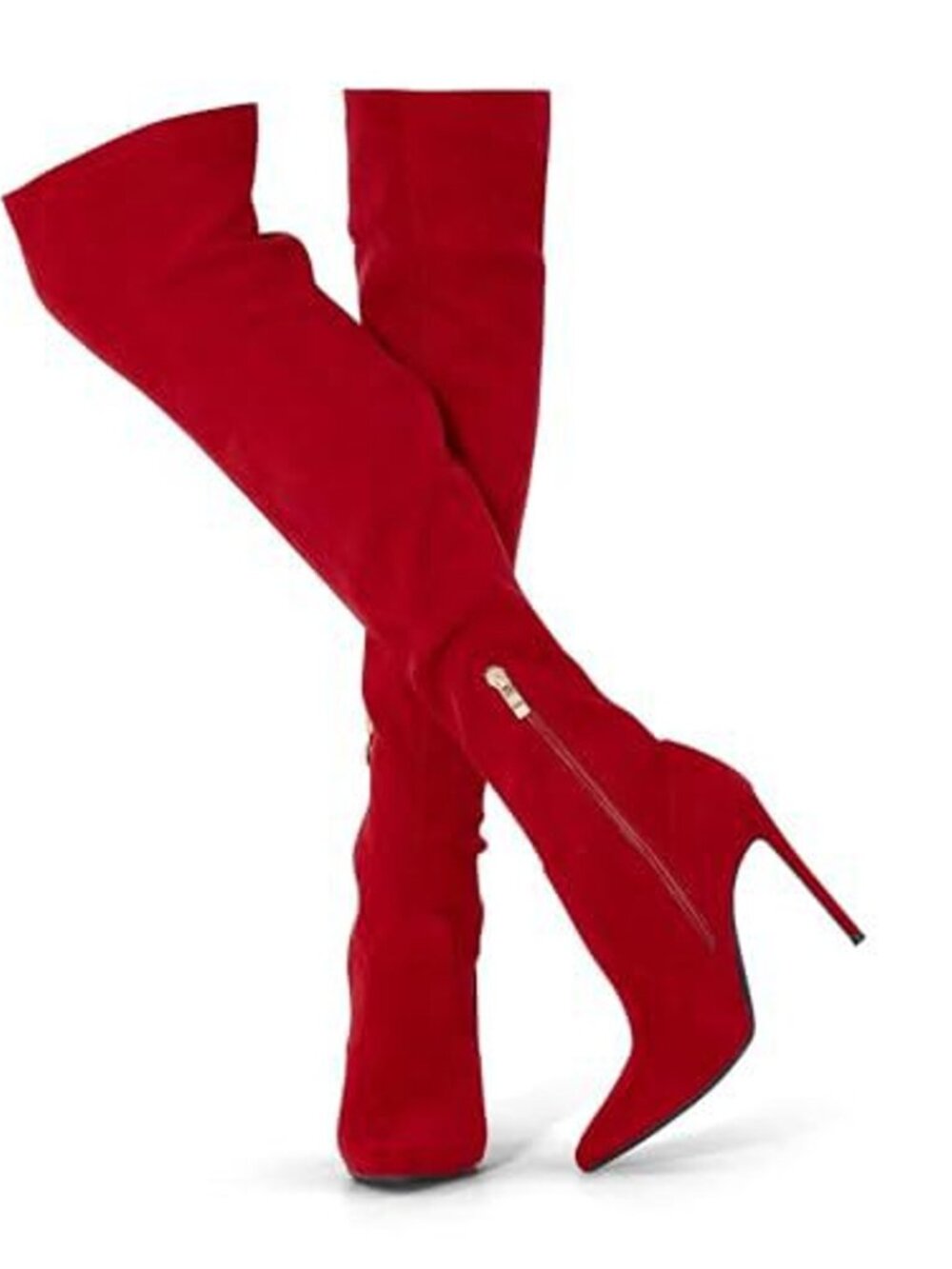 Genshuo Red Suede Thigh High Size 6 - 1564